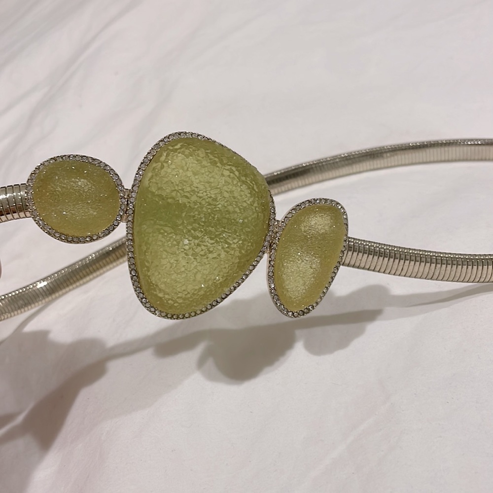 Anthropologie metal stretchy jeweled hook skinny belt